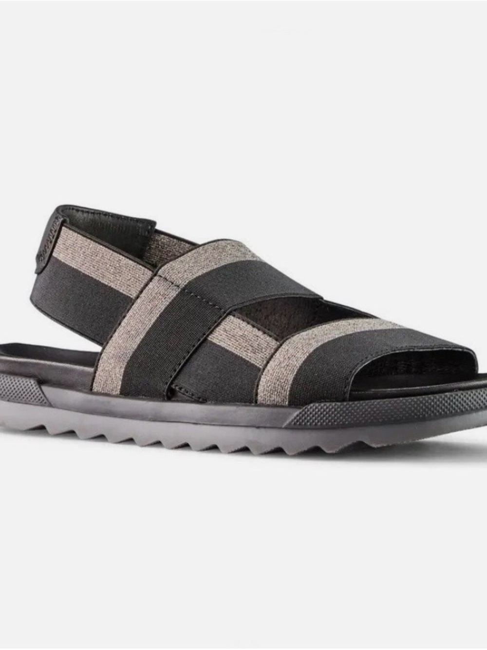 Cougar Women's Black and pewter Striped Elastic Sandals
